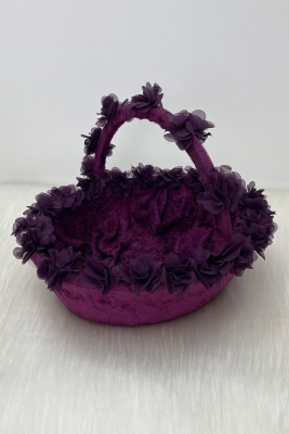 Mor Gelin Kına Gecesi Sepeti, Düğün, Sünnet, Nikah, Söz, Nişan, Kadife Üç Boyutlu Lazer Çiçekli