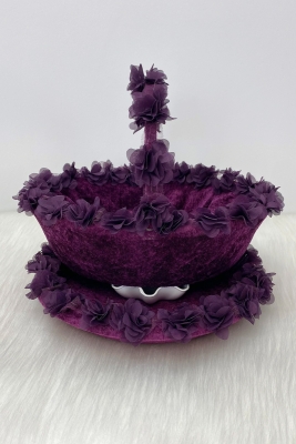 Mor Gelin Kına Gecesi Tepsi Ve Sepeti, Düğün, Sünnet, Nişan, Söz, Kadife Üç Boyutlu Lazer Çiçekli