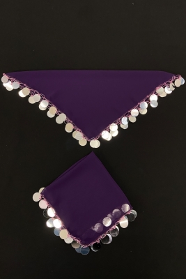 Mor Gümüş Lüks Şifon Halay Gelin El Mendili 1 Adet