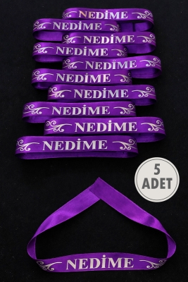 Mor Gümüş Nedime Kol Kurdele, 5 Adet Kolluk Bileklik Bant, Sağdıç Kına Gecesi Düğün Bride Nişan