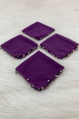 Mor Şifon Gelin Damat Mendili, Düğün Halay Nedime Bride Parti Kına Nişan Sünnet Hediye, 5 Adet