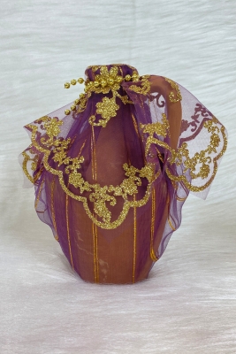 Mor Testi, Süslü Gelin Damat Kına Gecesi Testisi, Düğün Kına Küpü, Toprak Testi