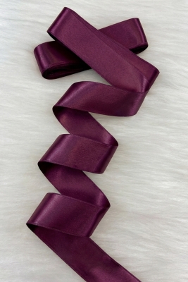 4 Cm Mürdüm Çift Taraflı Saten Kurdele 10 Metre, Bohça Çeyiz Özel Gün Hediye Süsleme Kurdelesi