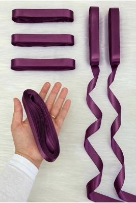 Mürdüm Saten Kurdele 2 Cm 10 Mt, Bohça Çeyiz Nikah Kına Sünnet Söz Doğum Günü Parti Hediye Süsleme