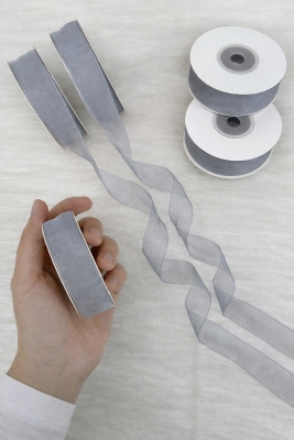 Organze Tül Kurdele Gri 2 cm 22 mt, Gelin, Bohça, Nişan, Çeyiz, Hediye, Paketleme, Süsleme, Nikah