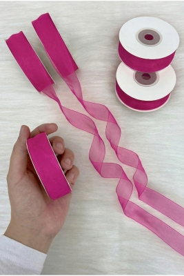 Organze Tül Kurdele Mürdüm 2 cm 22 mt, Gelin, Bohça, Nişan, Çeyiz, Hediye, Paketleme, Süsleme, Nikah