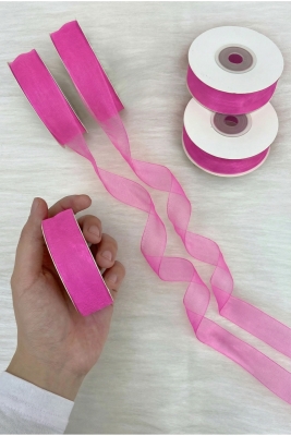 Organze Tül Kurdele Şeker Pembe 2cm 22mt, Gelin, Bohça, Nişan, Çeyiz, Hediye Paketleme Süsleme Nikah