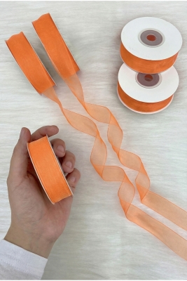 Organze Tül Kurdele Somon 2 cm 22 mt, Gelin, Bohça, Nişan, Çeyiz, Hediye, Paketleme, Süsleme, Nikah