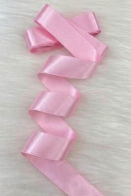 4 Cm Pembe Çift Taraflı Saten Kurdele 10 Metre, Bohça Çeyiz Özel Gün Hediye Süsleme Kurdelesi