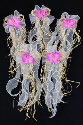 Pembe Orkide Bohça Süsü, Gelin Damat Çeyiz Düğün Nikah Nişan Gelin Arabası Sünnet Kına Süsü 5 Adet