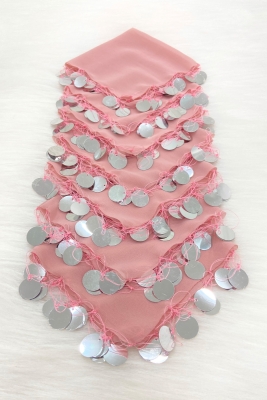 Pudra Gümüş Şifon Halay Mendili 5 Adet, Gelin Damat Düğün Kına Sünnet Nişan Bride