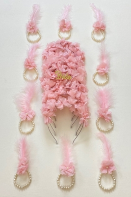 Pudra Nedime Bilekliği 5 Adet, Nedime Tacı(METAL) 5 Adet, Bride To Be, Kına Gecesi, 11 Parça Set