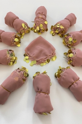 Pudra Şifon Gelin Damat Halay Mendili, Hediye Mendil 1 Adet, Düğün Kına Sünnet Nişan Sünnet