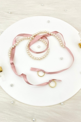 Pudra Söz Nişan Yüzük Kurdelesi, Dökülen İncili, Gelin Damat