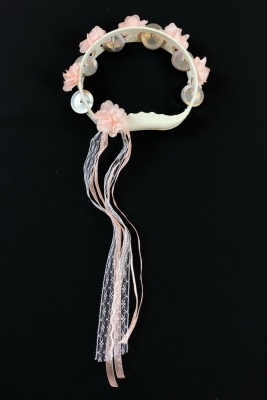 Pudra Süslü Gelin Nedime Kına Gecesi Tefi, Üç Boyut Lazer Çiçek ve Kurdele Detaylı Tef 1 Adet