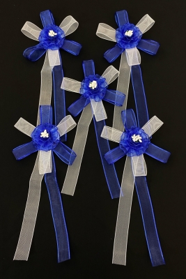 Saks Mavi Beyaz Bohça Süsü, Gelin Damat Çeyiz Düğün Nişan Söz Konvoy Arabası Sünnet Süsü 5 Adet