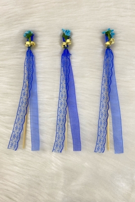 Saks Mavi Çubuk Nedime Zili, Gelin Damat Düğün Kına Sünnet Tefi Defi,cipso Kurdele Süslemeli 10 Adet