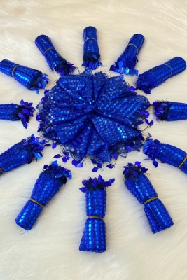 Saks Mavi Halay Mendili, Gelin Mendili, Pullu Halay Mendili 1 Adet, Düğün Kına Sünnet Nişan