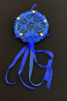 Saks Mavi Nedime Tefi Dantel 3d Süslemeli, Düğün Kına Sünnet Bride To Be