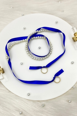 Saks Mavi Söz Nişan Yüzük Kurdelesi, Dökülen İncili, Gelin Damat