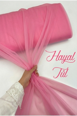 Şeker Pembe Hayal Tül, Nişan Çeyiz Bohça Kapı Doğum Günü Parti Süsleme, Gelin Abiye Türban 100x300cm