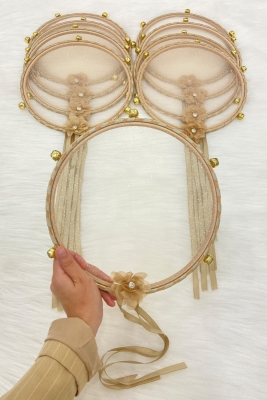 Simli Gelin Tefi Kapuçino, Nedime Düğün Kına Gecesi Sünnet Bekarlığa Veda Bride Zilli 25cm 1 Adet