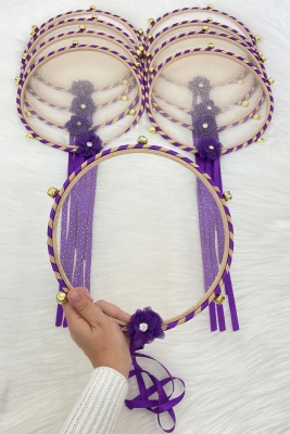 Simli Gelin Tefi Mor, Nedime Düğün Kına Gecesi Sünnet Bekarlığa Veda Bride Zilli 25cm 1 Adet