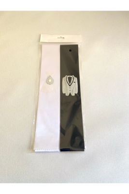 Siyah Beyaz Takı Kurdele Kuşak Gelin Damat Düğün Nikah Kına Gecesi Malzemesi