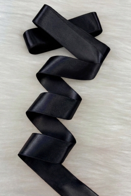 Siyah Çift Taraflı Saten Kurdele, 4 Cm 10 Metre, Bohça Çeyiz Özel Gün Hediye Süsleme Kurdelesi