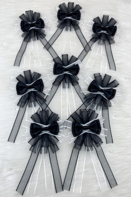 Siyah Damat Bohça Süsü Çift Kat, Gelin Çeyiz Düğün Nişan Söz Sünnet Valiz Bavul Kına Süsü 5 Adet