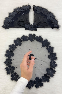 Siyah Gelin Damat Mendili, İnci Detaylı Düğün Halay Nedime Söz Nişan Kına Sünnet Bride Mendil