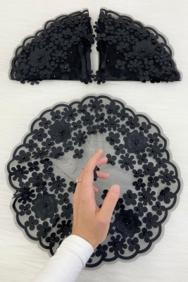 Siyah Gelin Damat Mendili, İnci Detaylı Düğün Halay Nedime Söz Nişan Kına Sünnet Bride Mendil