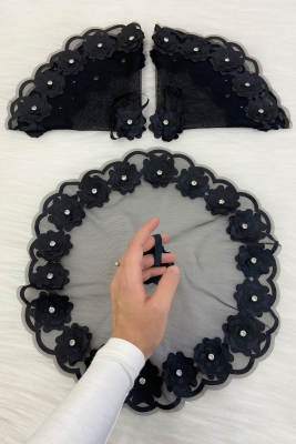 Siyah Gelin Damat Mendili, Parlak Taş Detaylı Düğün Halay Nedime Söz Nişan Kına Sünnet Bride Mendil