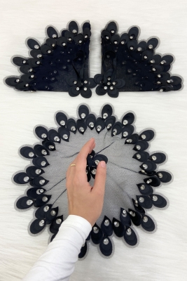 Siyah Gelin Damat Mendili, Parlak Taş Detaylı Düğün Halay Nedime Söz Nişan Kına Sünnet Bride Mendil