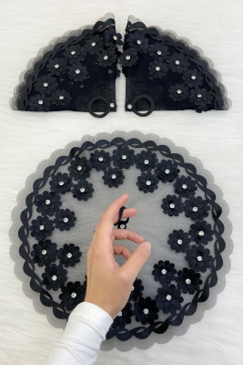 Siyah Gelin Damat Mendili, Parlak Taş Detaylı Düğün Halay Nedime Söz Nişan Kına Sünnet Bride Mendil