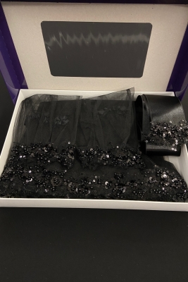 Siyah Gelin Duvak Seti, Su Taşlı Elegance Model 6 Parça