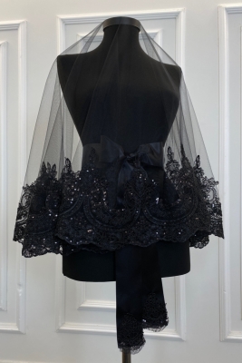 Siyah Gelin Duvak Seti, Sultan Desen Işıl Işıl Güpürlü