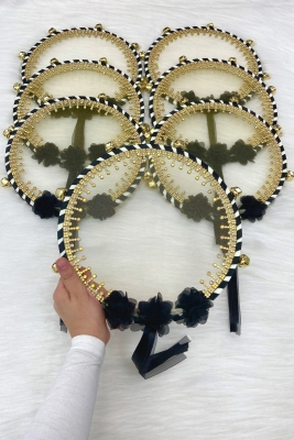 Siyah Gelin Nedime Tefi, Çiçek Ve Sultan Taşlı, Düğün Kına Gecesi Bride Sünnet Parti Defi 1 Adet