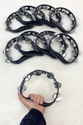 Siyah Gelin Nedime Tefi Defi, Kına Gecesi Düğün Damat Sünnet Halay Metal Zilli Plastik Tef 10 Adet