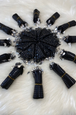 Siyah Halay Mendili, Gelin Mendili, Pullu Halay Mendili 1 Adet, Düğün Kına Sünnet Nişan