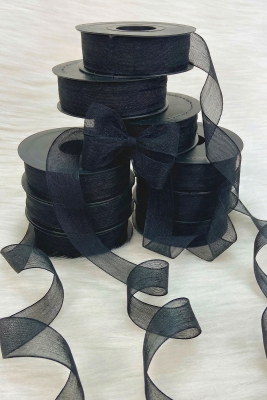 Siyah Keten Nopeli Kurdele 2,5 Cm 20 Metre, Bohça Çeyiz Özel Gün Hediye Süsleme Kurdelesi