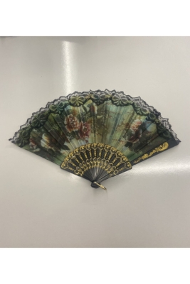 Siyah Lüks Yelpaze Düğün Nikah Kına Hediyelik 6 Adet