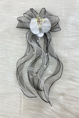 Siyah Orkide Damat Bohça Süsü, Gelin Çeyiz Düğün Nikah Nişan Konvoy Sünnet Kına Süsü 5 Adet