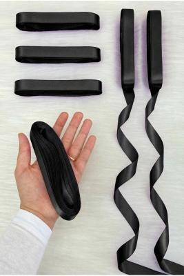 Siyah Saten Kurdele 2 Cm 10 Metre, Bohça Çeyiz Nikah Kına Sünnet Söz Doğum Günü Parti Hediye Süsleme