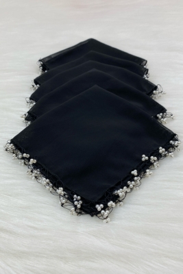 Siyah Şifon Gelin Damat Mendili, Düğün Halay Nedime Bride Parti Kına Nişan Sünnet Hediye, 1 Adet