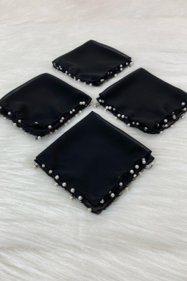 Siyah Şifon Gelin Damat Mendili, Düğün Halay Nedime Bride Parti Kına Nişan Sünnet Hediye, 5 Adet