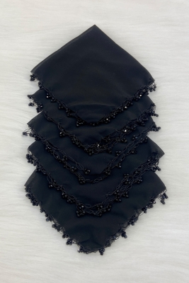 Siyah Şifon Gelin Damat Mendili, Düğün Halay Nedime Bride Parti Kına Nişan Sünnet Hediye, 5 Adet