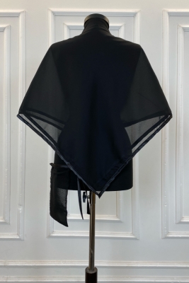 Siyah Şifon Lüks Damat Omuz Örtüsü Şalı, Sade Model, Sağdıç Nedime Kına Asker Şalı Duvağı