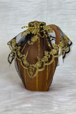 Siyah Testi, Süslü Gelin Damat Kına Gecesi Testisi, Düğün Kına Küpü, Toprak Testi