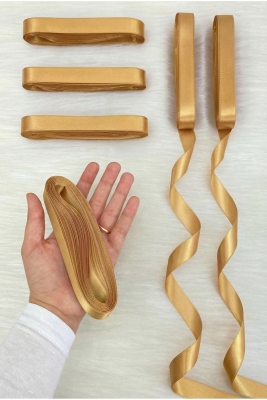 Soft Gold Saten Kurdele 2 Cm 10 Mt, Bohça Çeyiz Nikah Kına Sünnet Doğum Günü Parti Hediye Süsleme